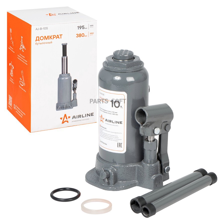 Домкрат бутылочный 10 т AIRLINE 195 - 385 мм - AIRLINE None None